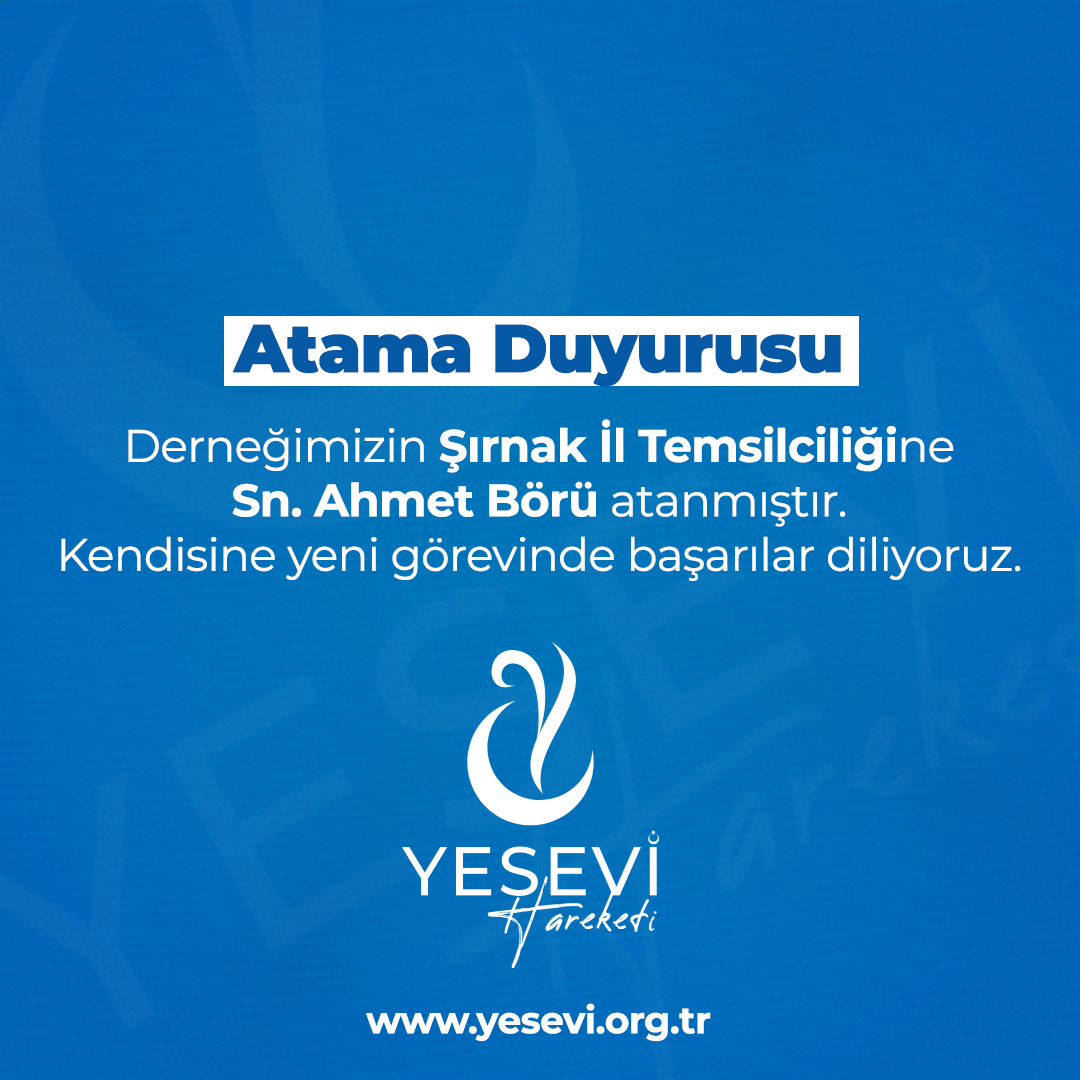 Şırnak İl Temsilciliğine Atama
