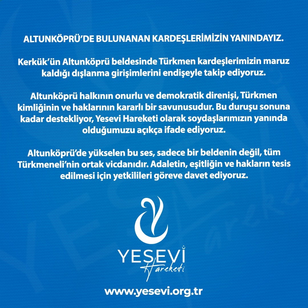 ALTUNKÖPRÜ'DE BULUNAN KARDEŞLERİMİZİN YANINDAYIZ.